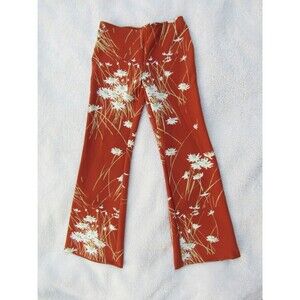 Urban Outfitters UO Dalila Flare Pants Womens S Low Rise Y2K Orange Floral Print